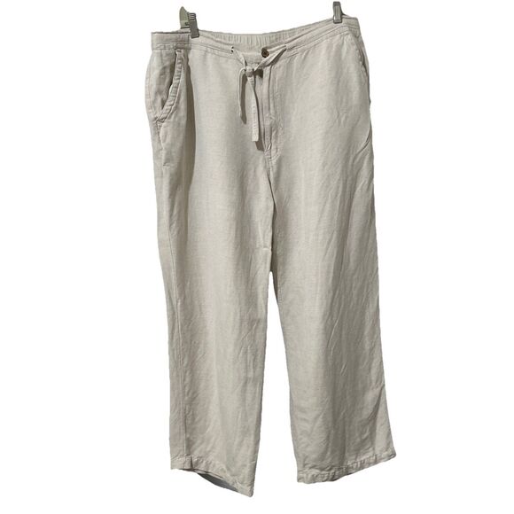 Cubavera Pants Linen Rayon Men's XL (40-42 X 32) Beige Off White Elastic Waist - Picture 1 of 11